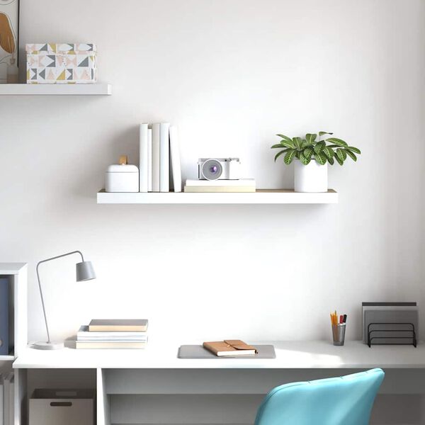 vidaXL Plutajuća zidna polica boja hrasta i bijela 80x23,5x3,8 cm MDF