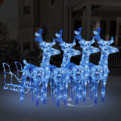 vidaXL Ukrasni božićni sobovi i saonice 240 LED žarulja akrilni