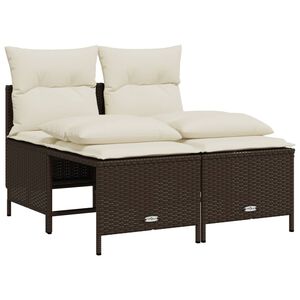 vidaXL 4-dijelni set vrtnih sofa od poliratana s jastucima smeđi