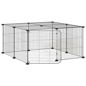 vidaXL Kavez za ljubimce s 12 panela i vratima crni 35 x 35 cm čelični