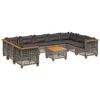 vidaXL 10-dijelni set vrtnih sofa od poliratana s jastucima sivi