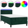 vidaXL Krevet box spring s madracem LED tamnozeleni 90x190 cm bar&scaron;un