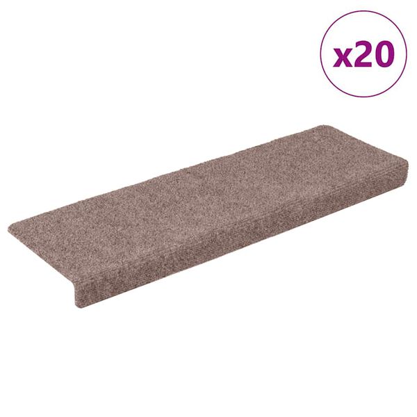 vidaXL Prostirke za stepenice samoljepljive 20 kom 65x21x4 cm svijetlosmeđa pravokutni rub