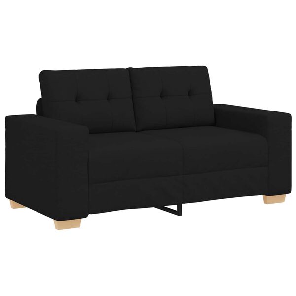 vidaXL Sofa 3 pcs Crna 221 x 80 x 80 cm Platnasta tkanina