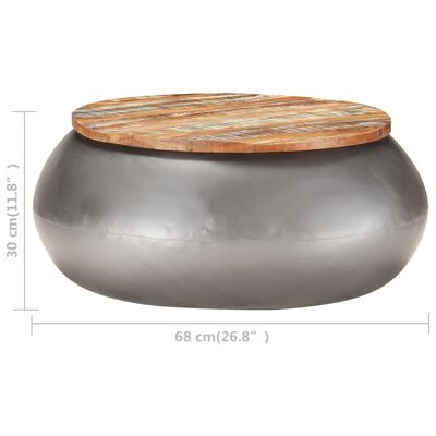 vidaXL Stolić za kavu sivi 68x68x30 cm od masivnog obnovljenog drva