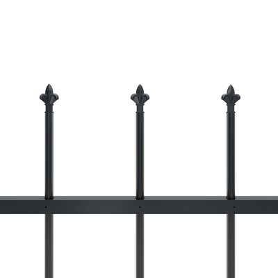 vidaXL Vrtna ograda s ukrasnim kopljima čelična 13,6 x 0,6 m crna