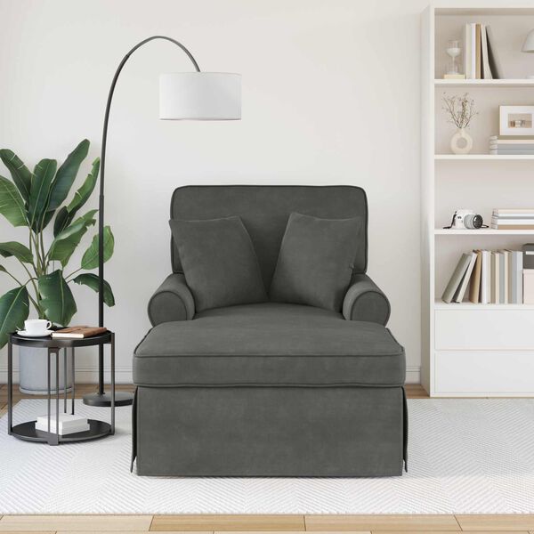 vidaXL Ležaljka s suknjom Tamno siva 91 x 157 x 91 cm Rebrasta tkanina