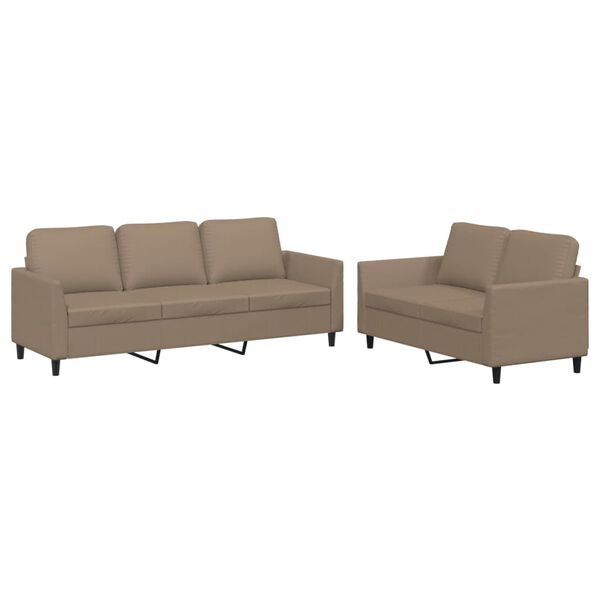 vidaXL 2-dijelni set sofa s jastucima boja cappuccina od umjetne kože