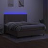 vidaXL Krevet box spring s madracem LED smeđesivi 160x200 cm tkanina