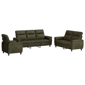 vidaXL Set sofe 3 pcs Maslinasto zelena Umetnička suknja koža