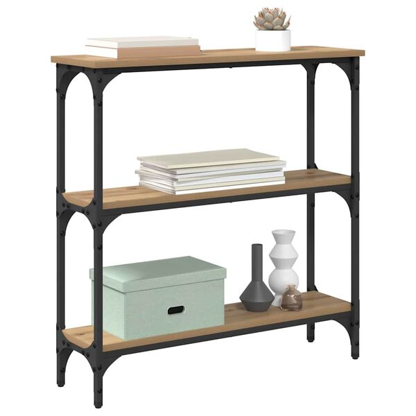 vidaXL Konzolna stolica s policom Umjetnički hrast 75 x 22,5 x 75 cm