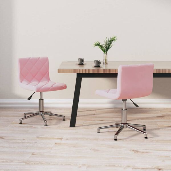 vidaXL Okretne blagovaonske stolice 2 kom ružičaste bar&scaron;unaste