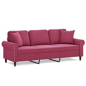 vidaXL Trosjed s ukrasnim jastucima boja vina 180 cm bar&scaron;unaste