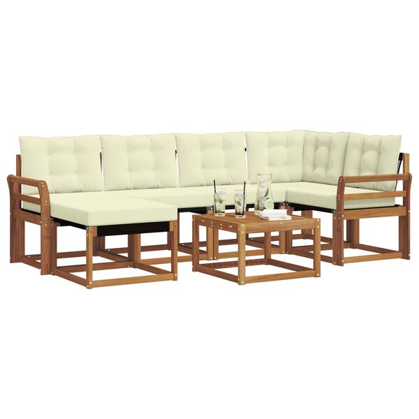 vidaXL Set vanjskih sofa s jastukom 7 pcs Prirodna i krem