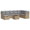 vidaXL 9-dijelni set vrtnih sofa s jastucima bež od poliratana