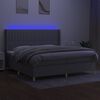 vidaXL Krevet box spring s madracem LED svjetlosivi 200x200 cm tkanina