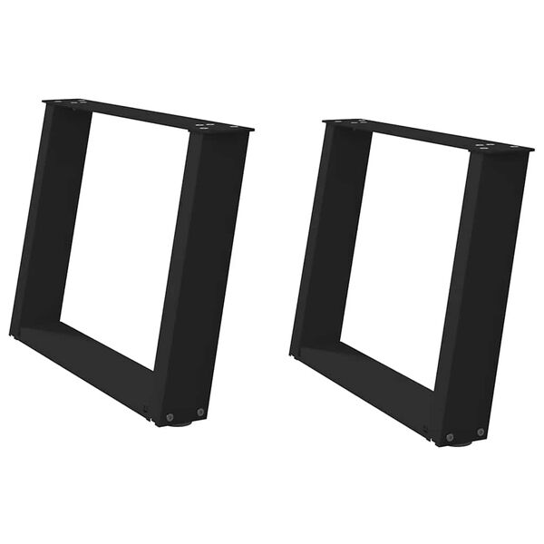 vidaXL Noge za klub stolić U-oblik 2 kom Crne 60 x (42-43) cm Čelik