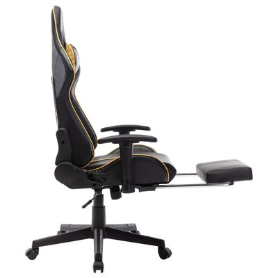 vidaXL Igraća stolica od umjetne kože s osloncem za noge crno-zlatna