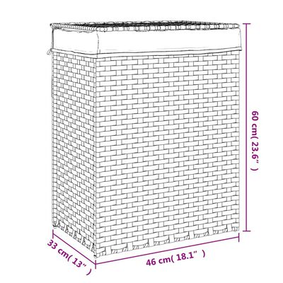 vidaXL Košara za rublje s poklopcem 46 x 33 x 60 cm od poliratana