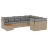 vidaXL 10-dijelni set vrtnih sofa s jastucima bež od poliratana