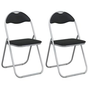 vidaXL Sklopiva stolica 2 pcs Crna i Siva 48 x 43,5 x 81 cm Lažna koža