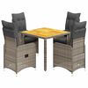 vidaXL 5-dijelni vrtni bistro set od poliratana s jastucima sivi