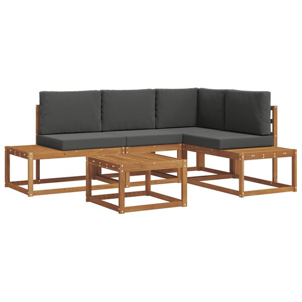 vidaXL Set vanjskih sofa s jastukom 5 Komad Prirodna i antracit
