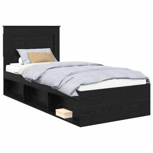 vidaXL Krevetna konstrukcija Crna 100 x 200 cm Čvrsto borovo drvo