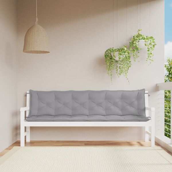 vidaXL Jastuci za vrtnu klupu 2 kom sivo 200x50x7cm tkanine Oxford