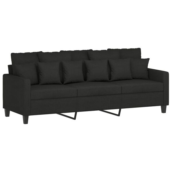 vidaXL 3-dijelni set sofa s jastucima crni od mikrovlakana