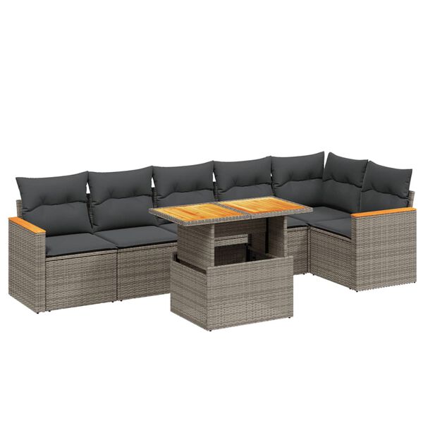 vidaXL 7-dijelni set vrtnih sofa sivi od poliratana