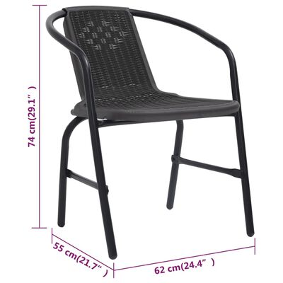 vidaXL Vrtne stolice 4 kom od plastičnog ratana i čelika 110 kg