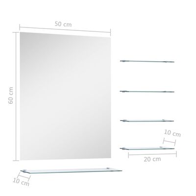 vidaXL Zidno ogledalo s 5 polica srebrno 50 x 60 cm