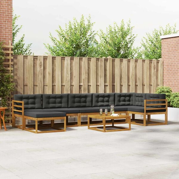 vidaXL Set vanjskih sofa s jastukom 8 pcs Prirodna i antracit