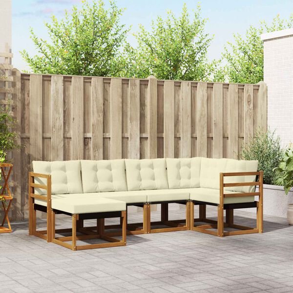 vidaXL Set vanjskih sofa s jastukom 6 pcs Prirodna i krem