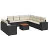 vidaXL 10-dijelni set vrtnih sofa s jastucima crni od poliratana
