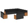 vidaXL 13-dijelni set vrtnih sofa s jastucima poliratan crni