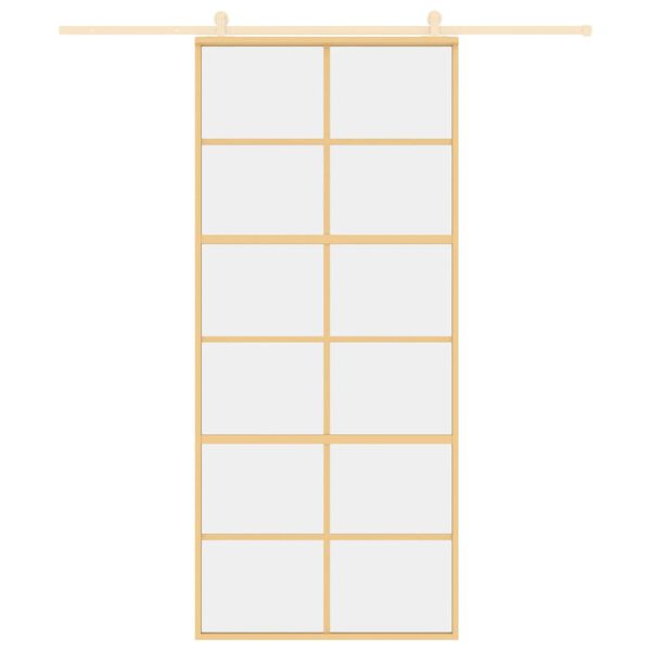 vidaXL Klizna vrata zlatna 90 x 205 cm prozirno staklo ESG i aluminij