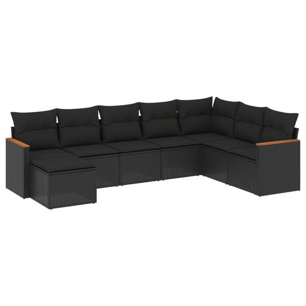vidaXL 8-dijelni set vrtnih sofa od poliratana s jastucima crni