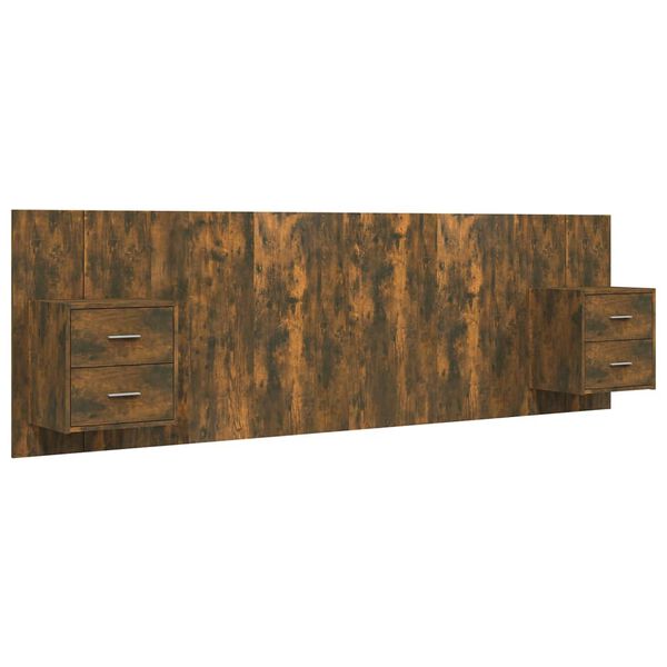 vidaXL Uzglavlje za krevet s ormarićima boja hrasta konstruirano drvo