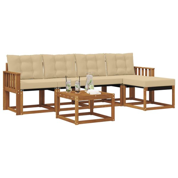 vidaXL Set vanjskih sofa s jastukom 6 pcs Prirodna i bež