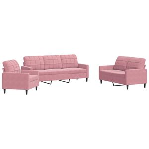 vidaXL 3-dijelni set sofa s jastucima ružičasti bar&scaron;unasti