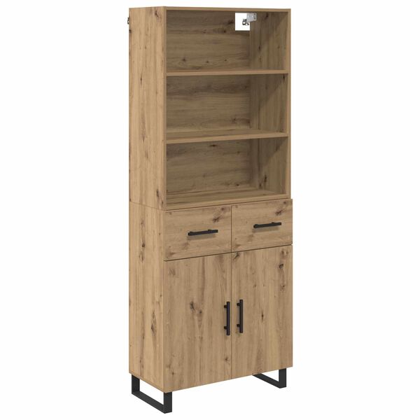vidaXL Highboard Umjetnički hrast 69,5 x 34 x 180 cm Konstruirano drvo