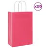 vidaXL Papirnate vrećice 250 kom s ručkama ružičaste 21x11x31 cm