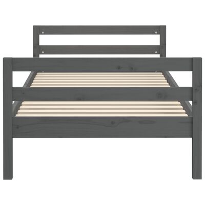 vidaXL Okvir za krevet sivi 90 x 200 cm od masivne borovine
