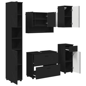 vidaXL Set namje&scaron;taja za kupaonicu 5 kom. Crna 35 x 30 x 192 cm