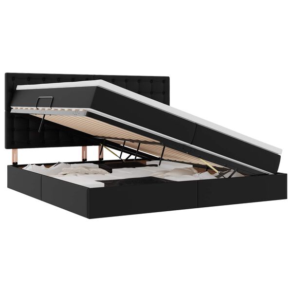 vidaXL Krevet s od storage s madracem Crna 200 x 200 cm Lažna koža