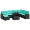 vidaXL 9-dijelni set vrtnih sofa poliratan i bagrem s jastucima sivi