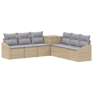 vidaXL Set sofe 7 kom. Bež i svijetlo siva Poli Rattan i čelik