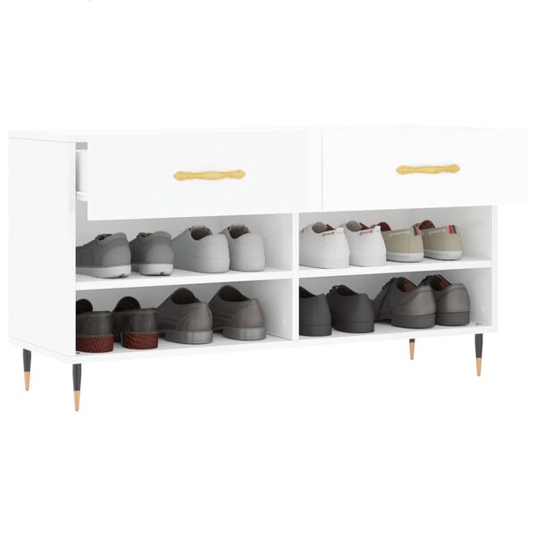 vidaXL Klupa za cipele sjajna bijela 102x35x55 cm konstruirano drvo